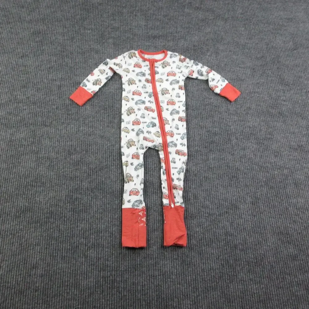 Disney Baby Coverall Boys 12-18 Months White Lightning McQueen Cars Zip NWOT